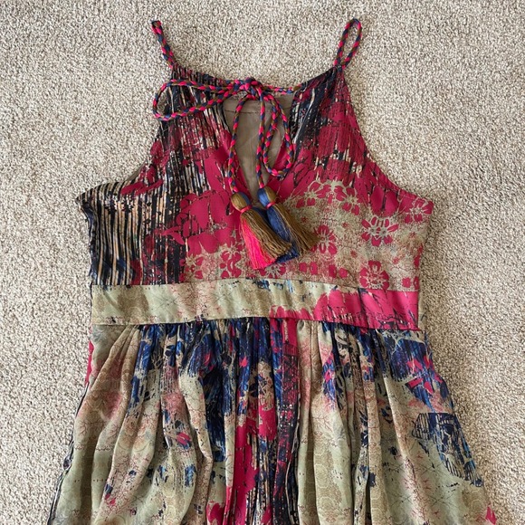 Anthropologie Bhanuni by Jyoti Abstracted Floral Maxi Dress M Sequin Details - Picture 10 of 10